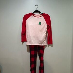 Cat & Jack Red and White Pajama Set with Tree Design